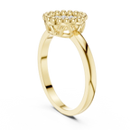 14K White Gold Beaded Halo Round Diamond Cluster Ring