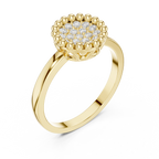 14K White Gold Beaded Halo Round Diamond Cluster Ring