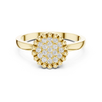 14K White Gold Beaded Halo Round Diamond Cluster Ring