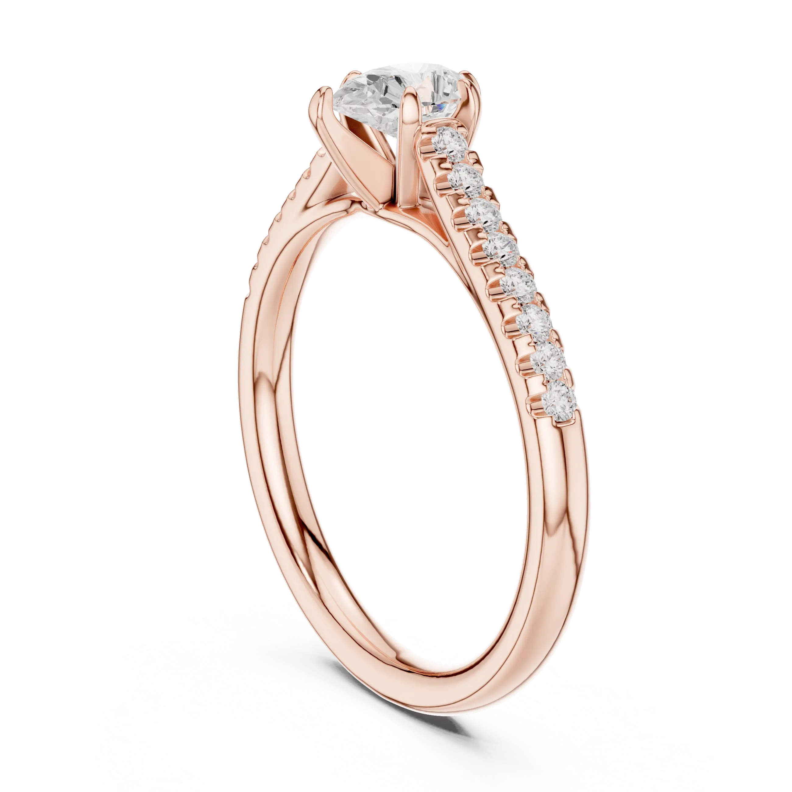 18K Rose Gold Pear-Cut Pavé Diamond Engagement Ring