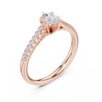 18K Rose Gold Pear-Cut Pavé Diamond Engagement Ring