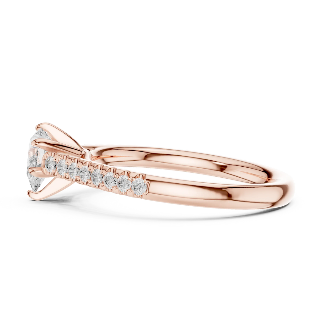 18K Rose Gold Pear-Cut Pavé Diamond Engagement Ring