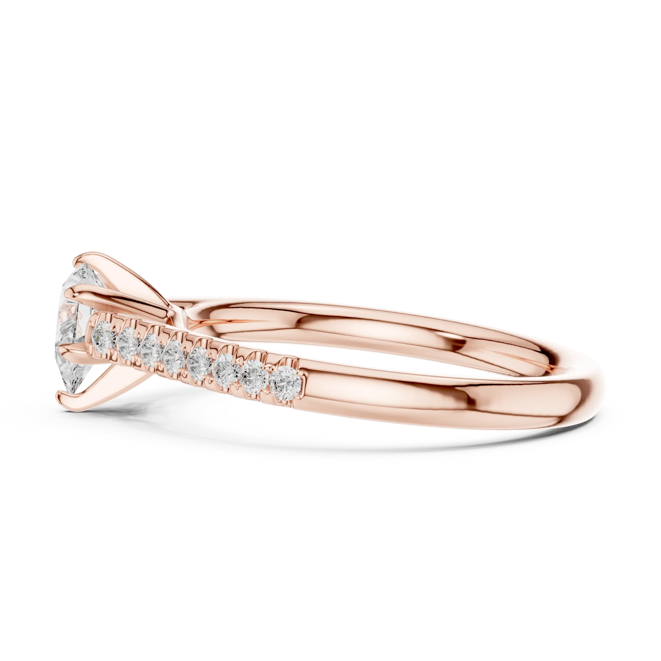 18K Rose Gold Pear-Cut Pavé Diamond Engagement Ring