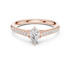 18K Rose Gold Pear-Cut Pavé Diamond Engagement Ring