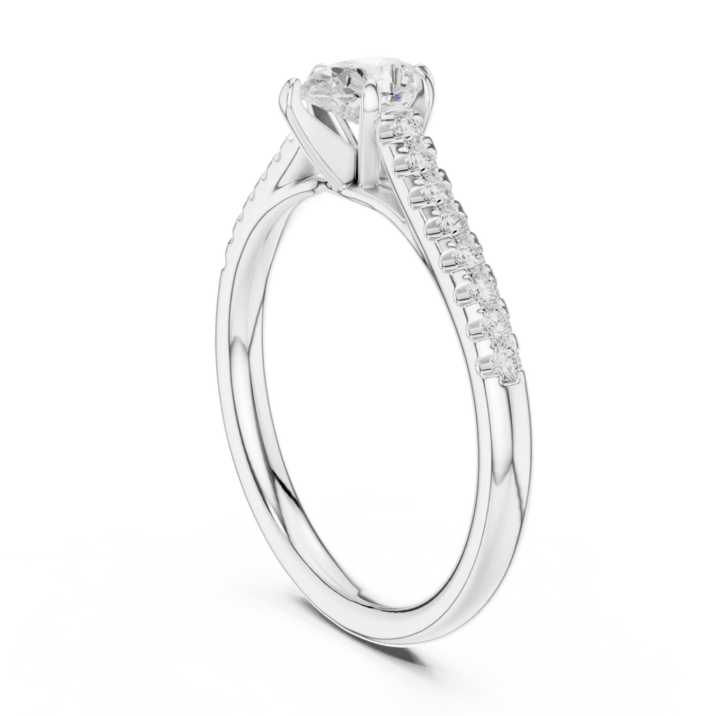 18K Rose Gold Pear-Cut Pavé Diamond Engagement Ring