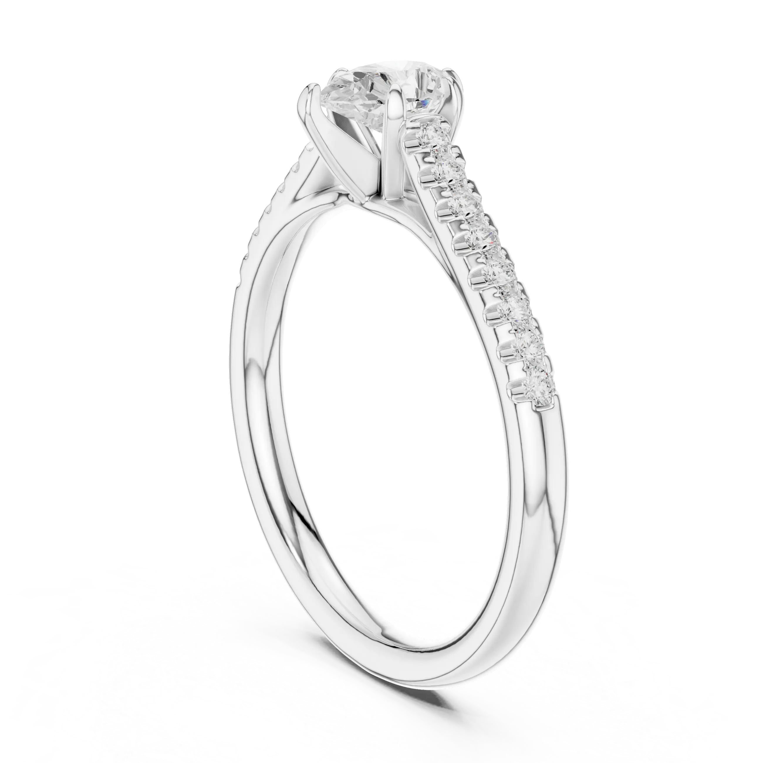18K Rose Gold Pear-Cut Pavé Diamond Engagement Ring
