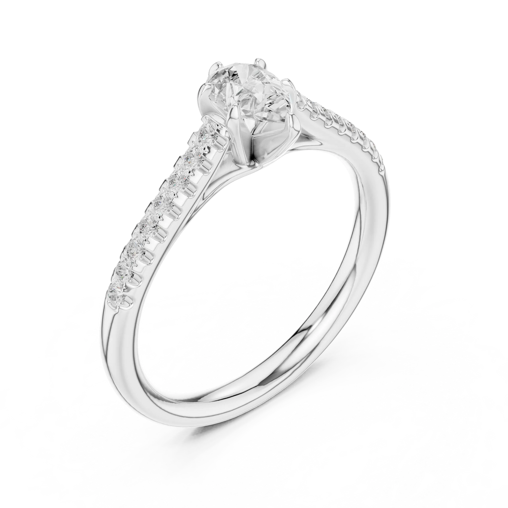 18K Rose Gold Pear-Cut Pavé Diamond Engagement Ring