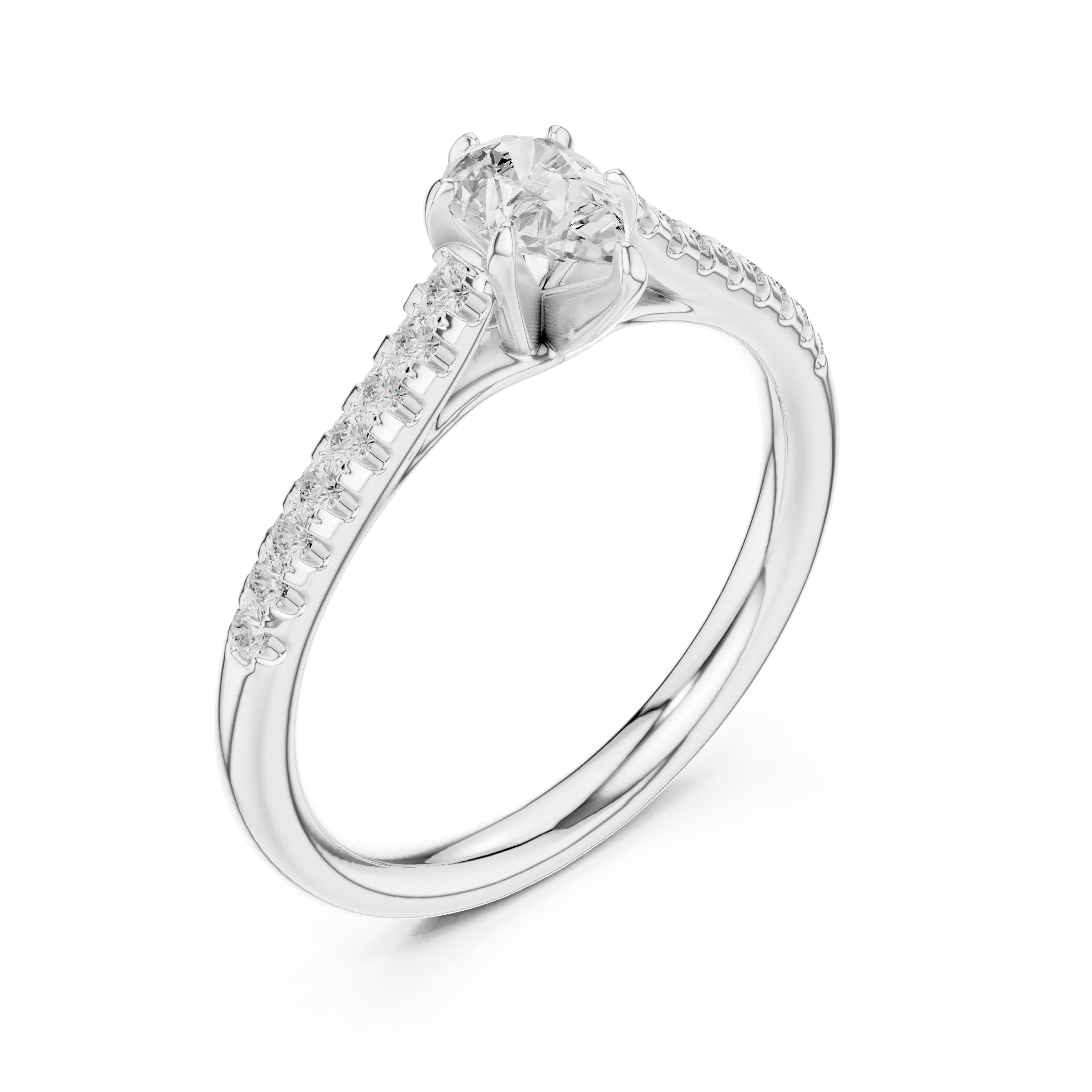 18K Rose Gold Pear-Cut Pavé Diamond Engagement Ring