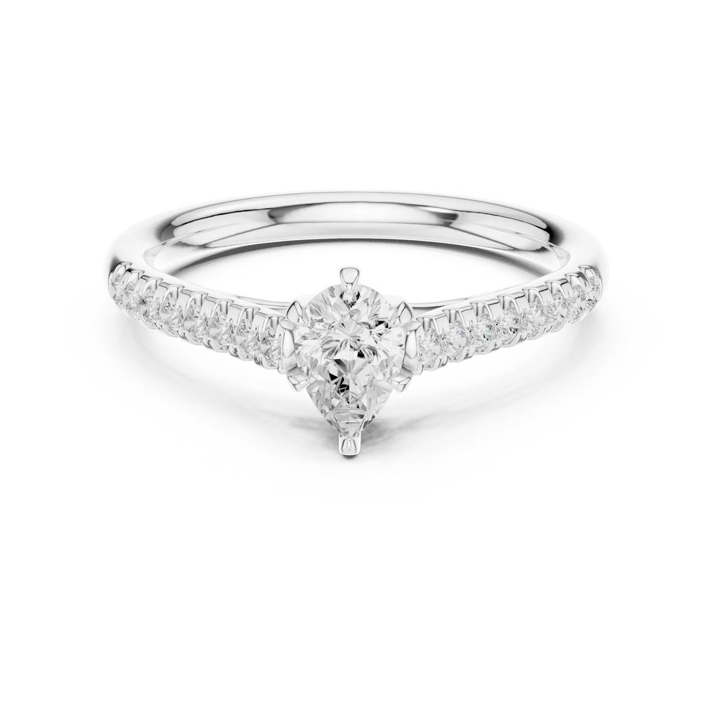 18K Rose Gold Pear-Cut Pavé Diamond Engagement Ring