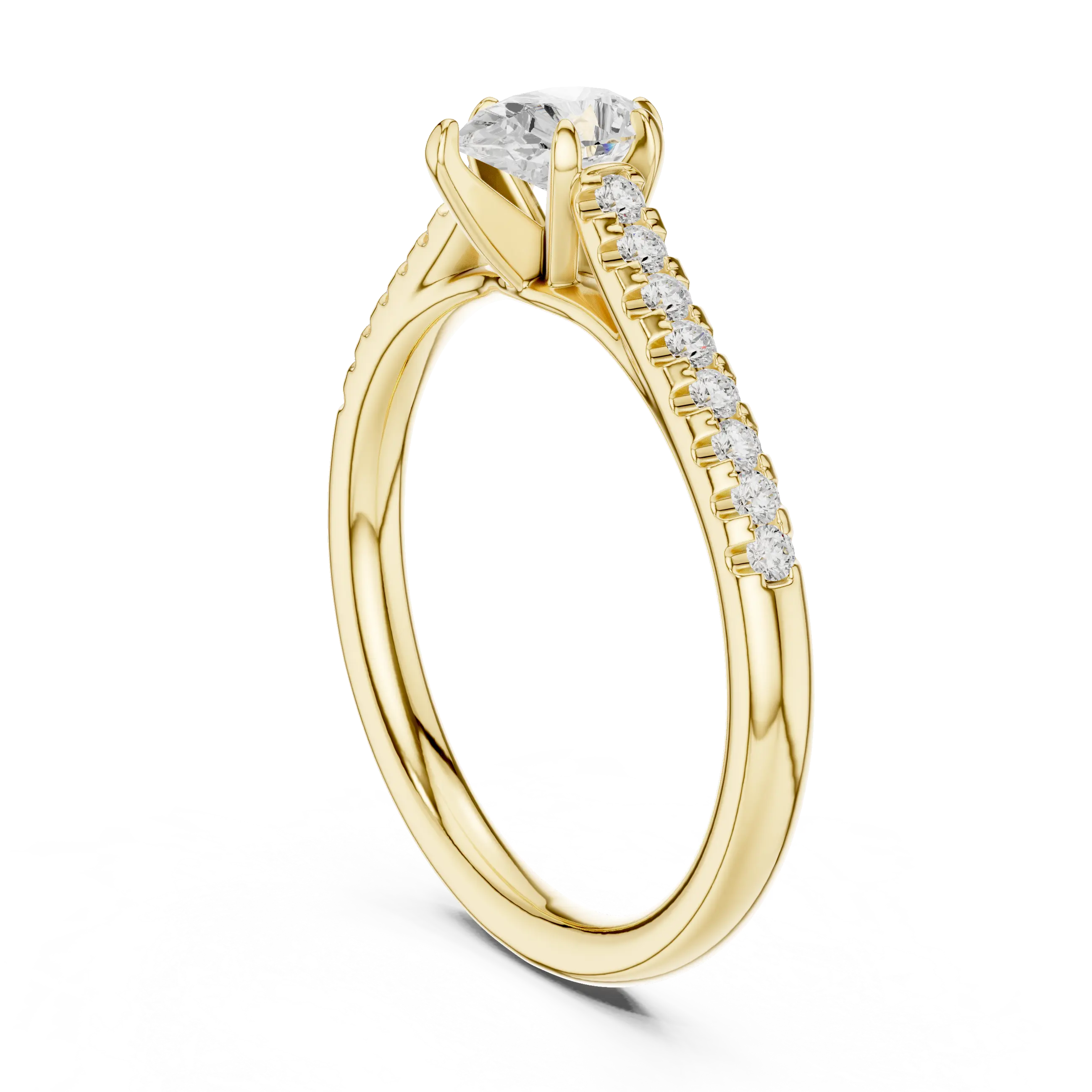 18K Rose Gold Pear-Cut Pavé Diamond Engagement Ring