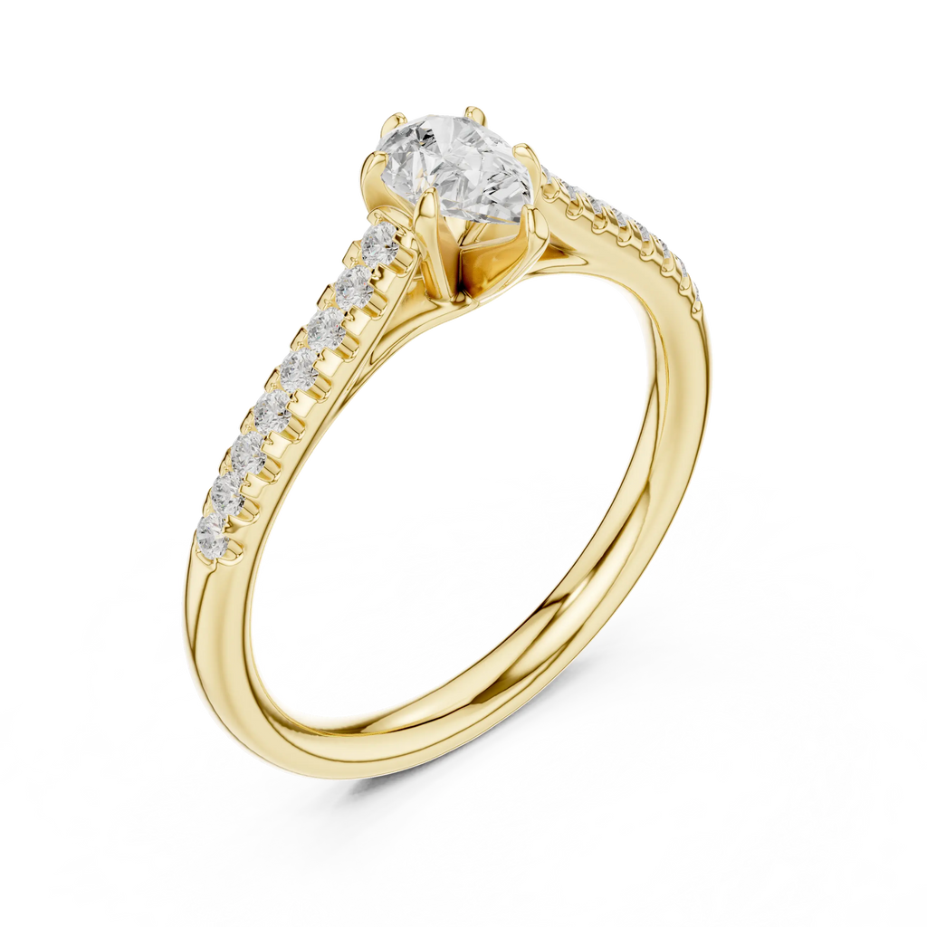 18K Rose Gold Pear-Cut Pavé Diamond Engagement Ring
