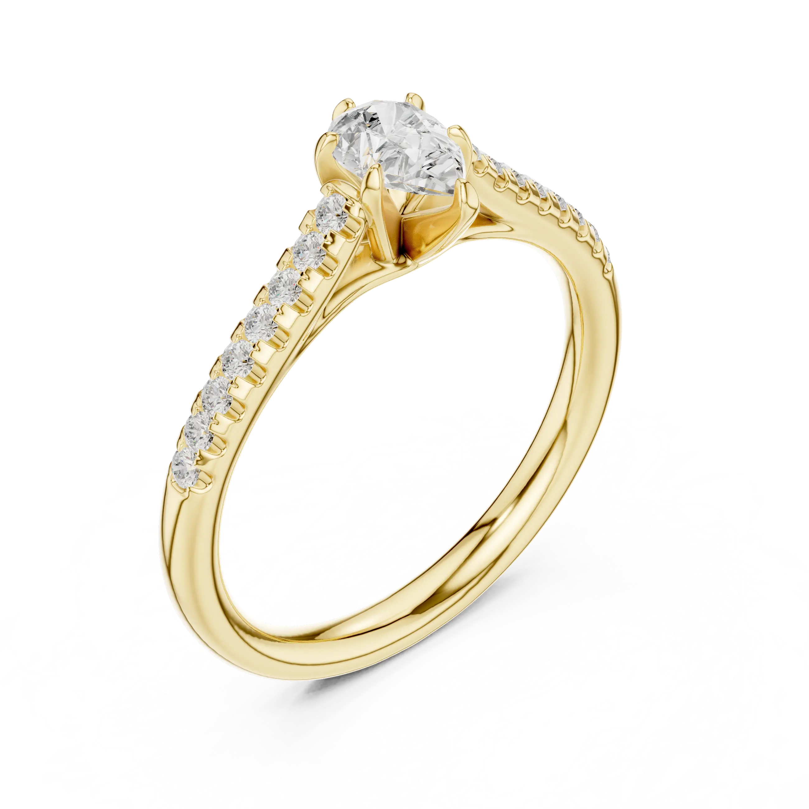 18K Rose Gold Pear-Cut Pavé Diamond Engagement Ring