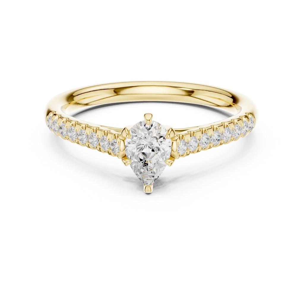 18K Rose Gold Pear-Cut Pavé Diamond Engagement Ring