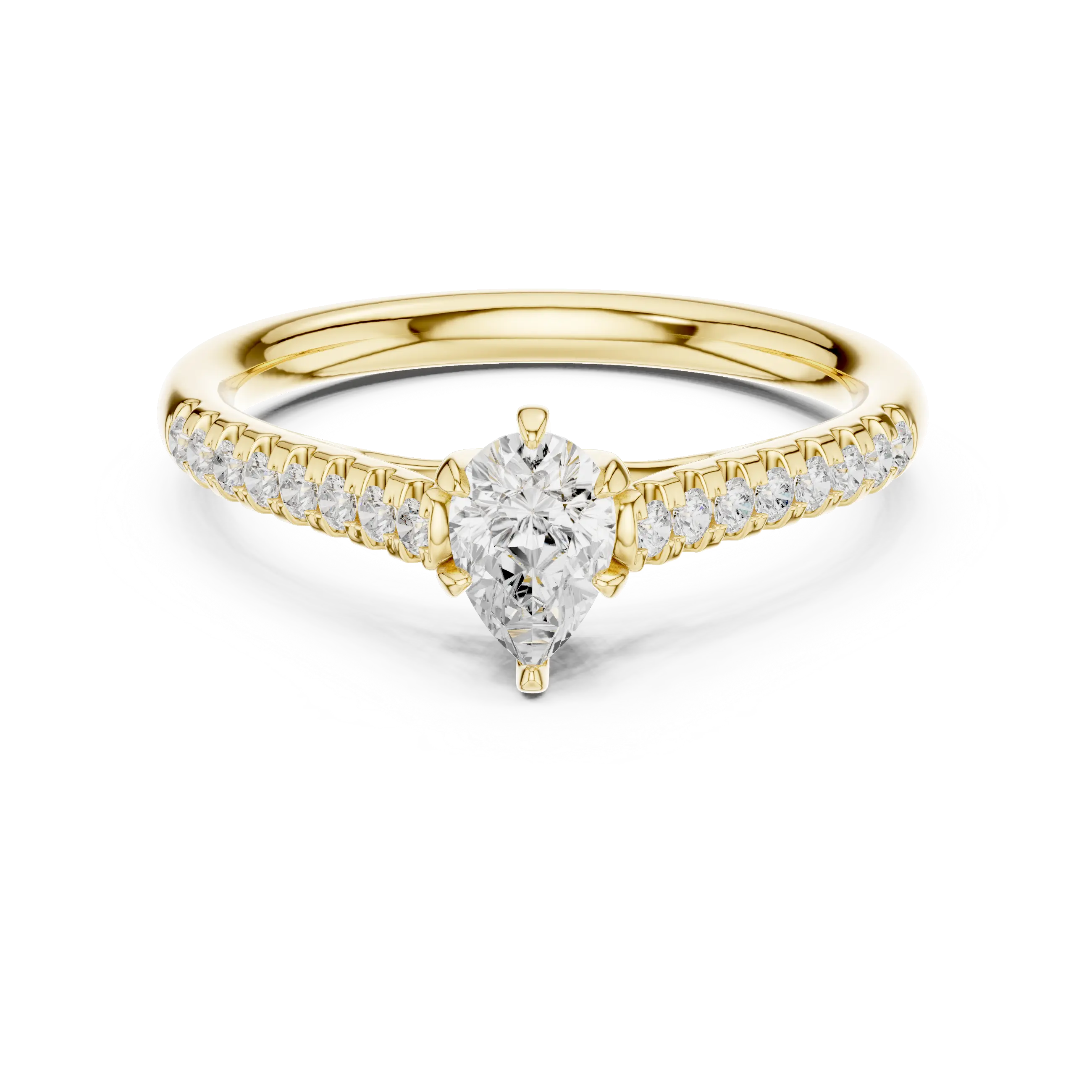 18K Rose Gold Pear-Cut Pavé Diamond Engagement Ring
