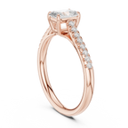 Emerald-Cut Radiant Diamond Engagement Ring in 14k Rose Gold Pavé
