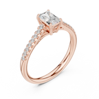 Emerald-Cut Radiant Diamond Engagement Ring in 14k Rose Gold Pavé