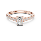 Emerald-Cut Radiant Diamond Engagement Ring in 14k Rose Gold Pavé