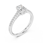 Emerald-Cut Radiant Diamond Engagement Ring in 14k Rose Gold Pavé