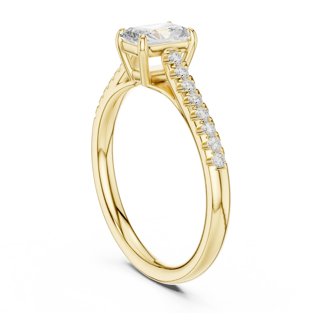 Emerald-Cut Radiant Diamond Engagement Ring in 14k Rose Gold Pavé