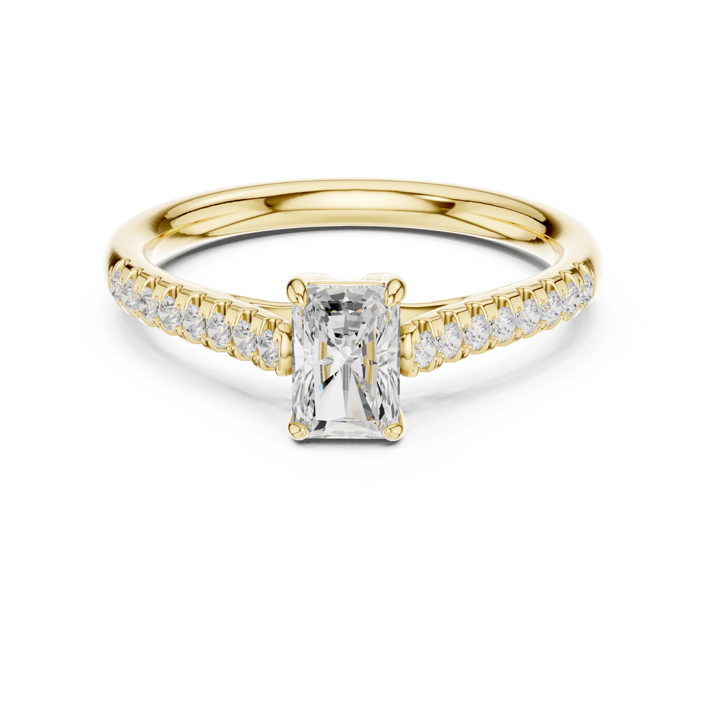 Emerald-Cut Radiant Diamond Engagement Ring in 14k Rose Gold Pavé
