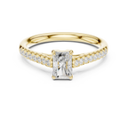 Emerald-Cut Radiant Diamond Engagement Ring in 14k Rose Gold Pavé