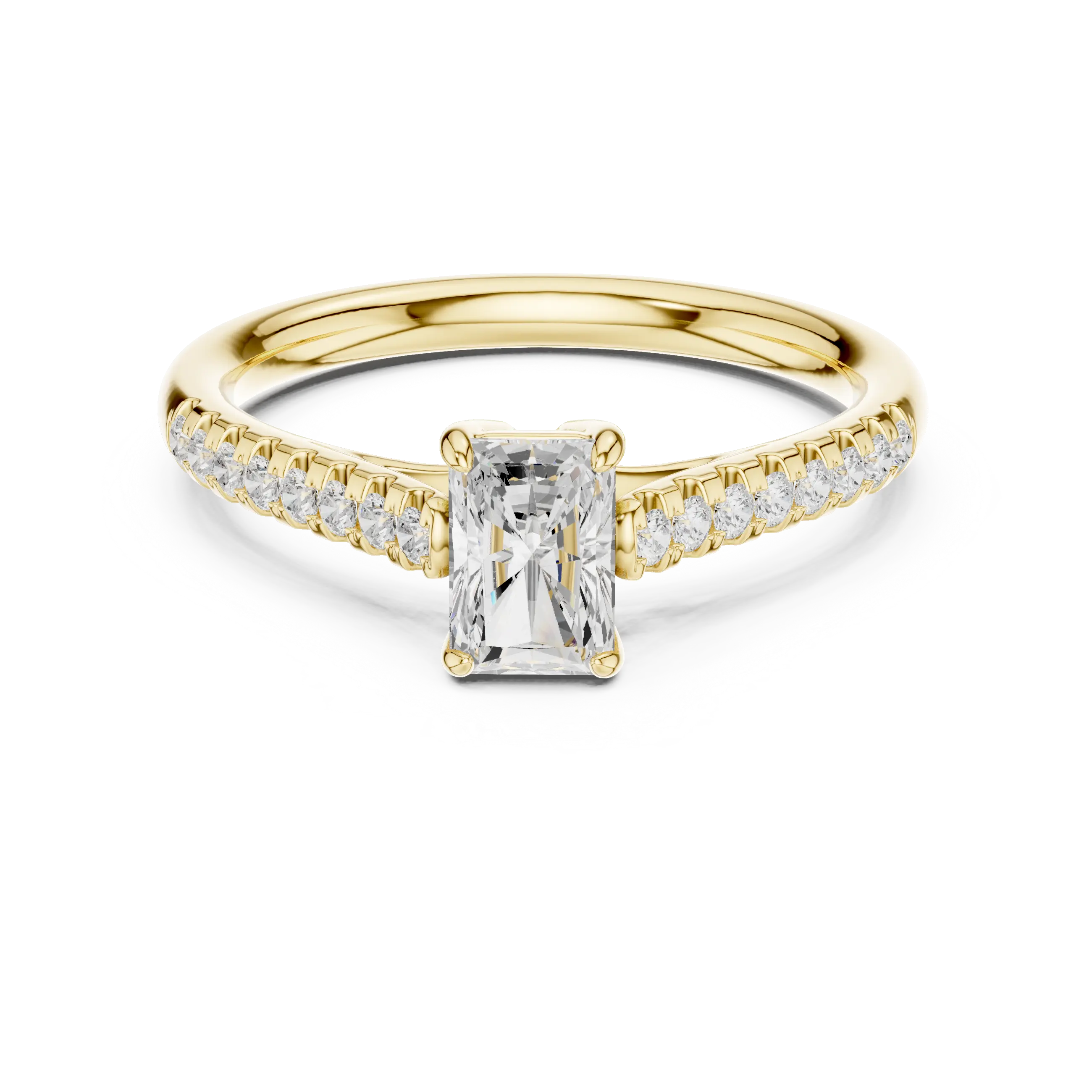 Emerald-Cut Radiant Diamond Engagement Ring in 14k Rose Gold Pavé