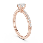 Oval Cut Diamond Engagement Ring in 18k White Gold Pavé Band