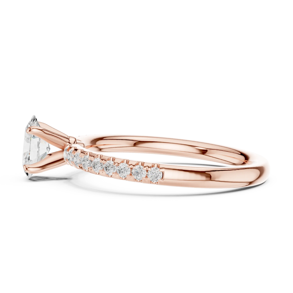 Oval Cut Diamond Engagement Ring in 18k White Gold Pavé Band