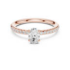 Oval Cut Diamond Engagement Ring in 18k White Gold Pavé Band