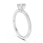 Oval Cut Diamond Engagement Ring in 18k White Gold Pavé Band