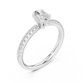 Oval Cut Diamond Engagement Ring in 18k White Gold Pavé Band