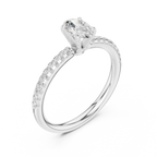 Oval Cut Diamond Engagement Ring in 18k White Gold Pavé Band