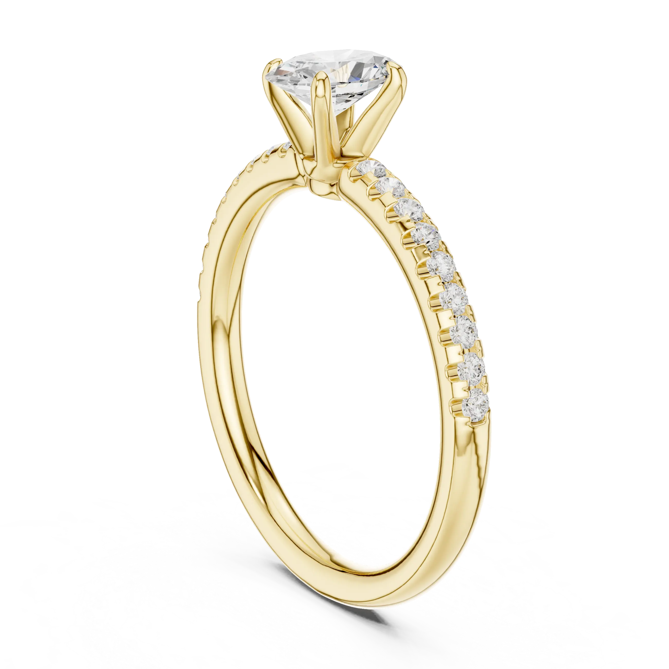 Oval Cut Diamond Engagement Ring in 18k White Gold Pavé Band