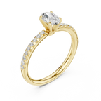 Oval Cut Diamond Engagement Ring in 18k White Gold Pavé Band