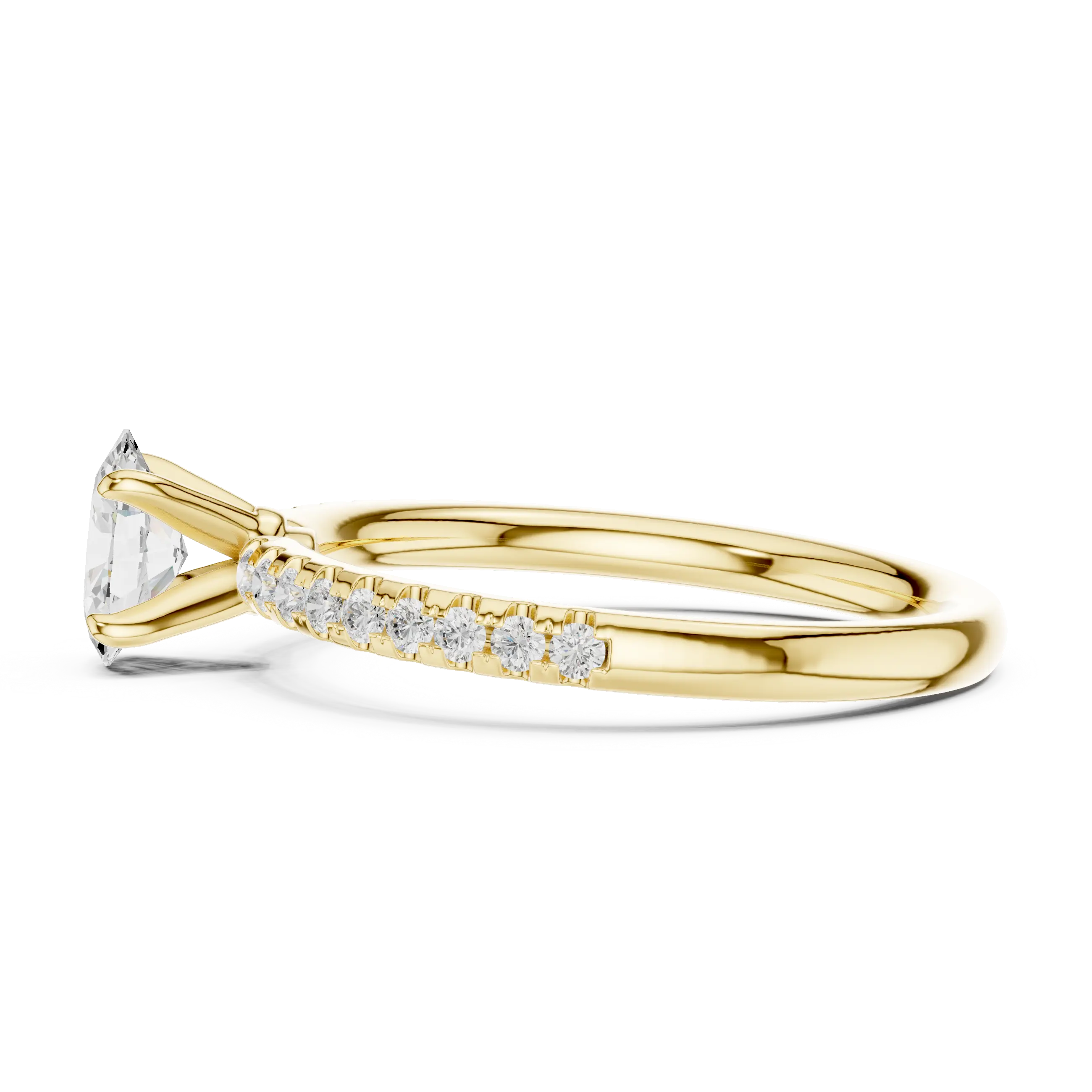 Oval Cut Diamond Engagement Ring in 18k White Gold Pavé Band