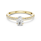 Oval Cut Diamond Engagement Ring in 18k White Gold Pavé Band
