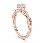 Round Cut Diamond Twisted Infinity Engagement Ring in 10k Rose Gold