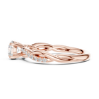 Round Cut Diamond Twisted Infinity Engagement Ring in 10k Rose Gold