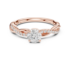 Round Cut Diamond Twisted Infinity Engagement Ring in 10k Rose Gold