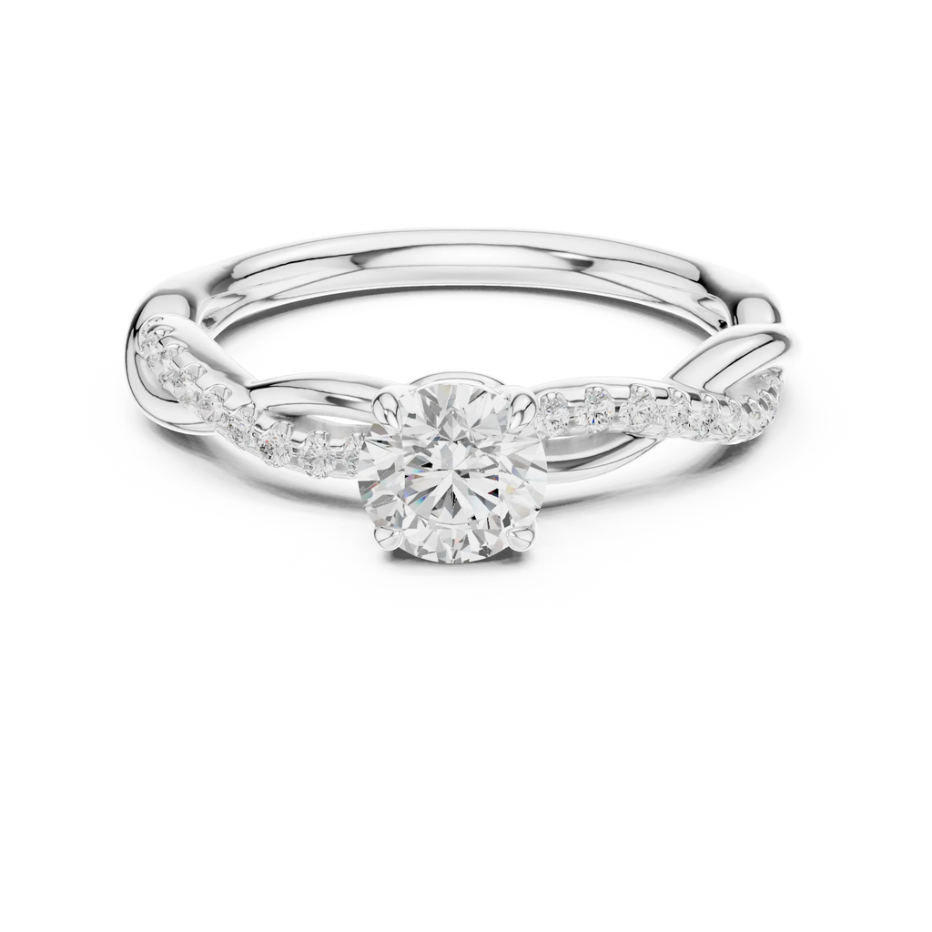 Round Cut Diamond Twisted Infinity Engagement Ring in 10k Rose Gold
