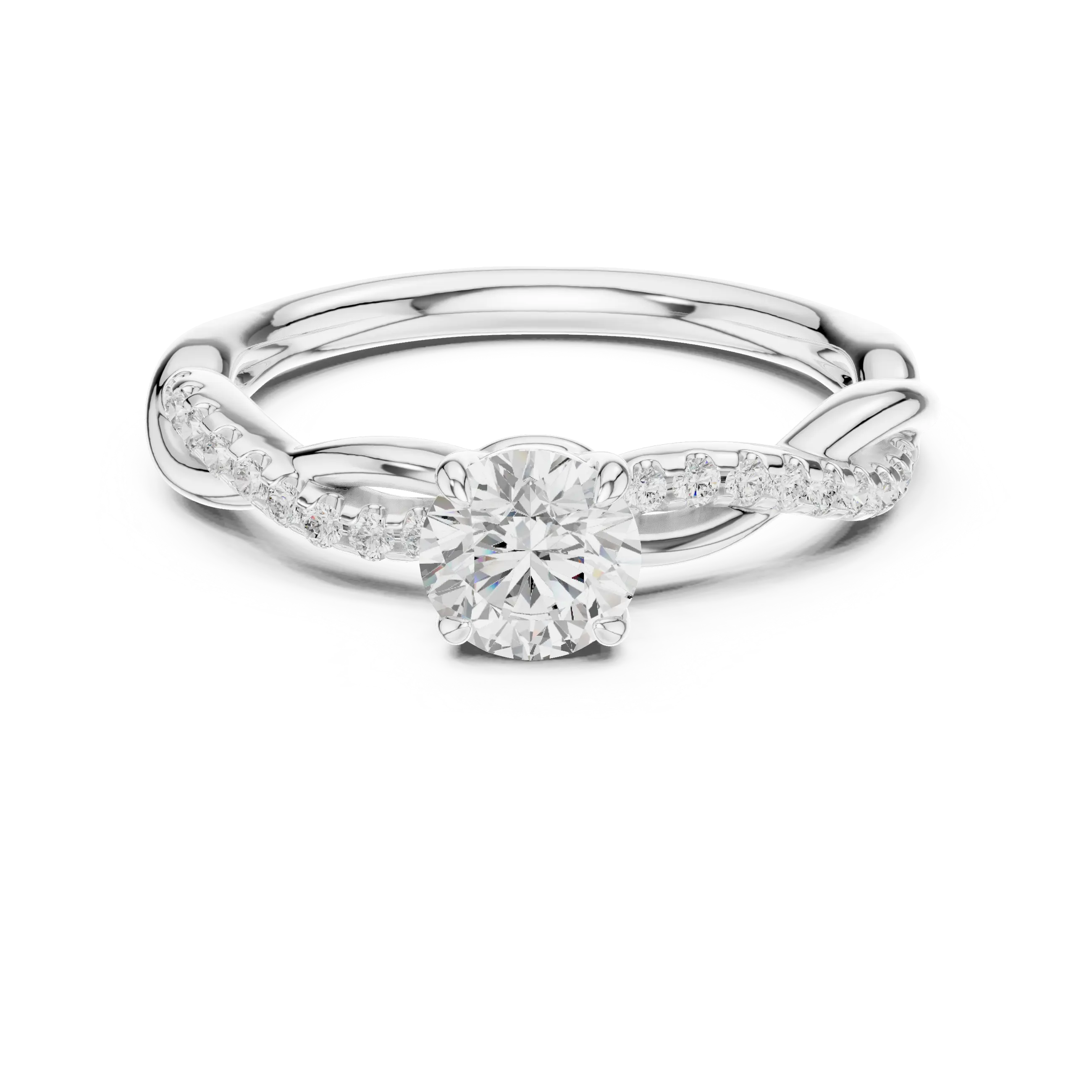 Round Cut Diamond Twisted Infinity Engagement Ring in 10k Rose Gold