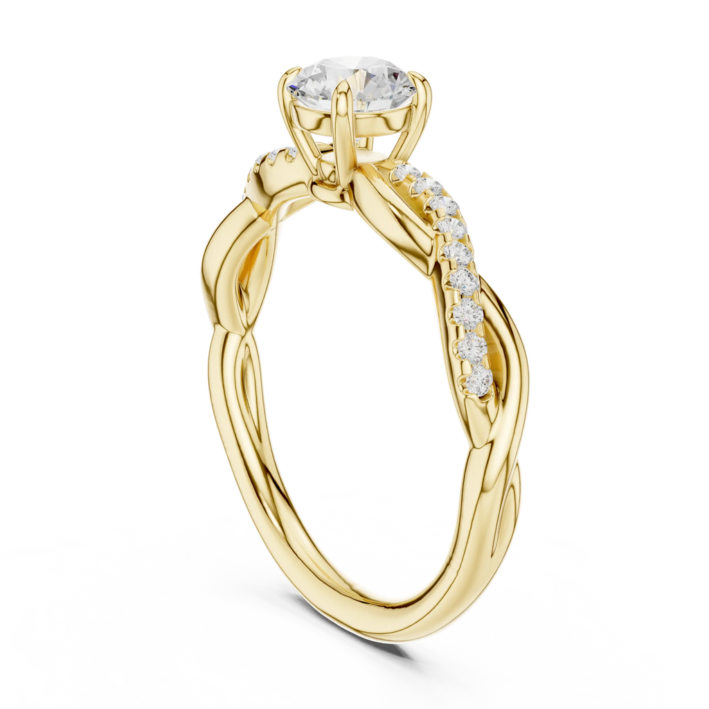 Round Cut Diamond Twisted Infinity Engagement Ring in 10k Rose Gold