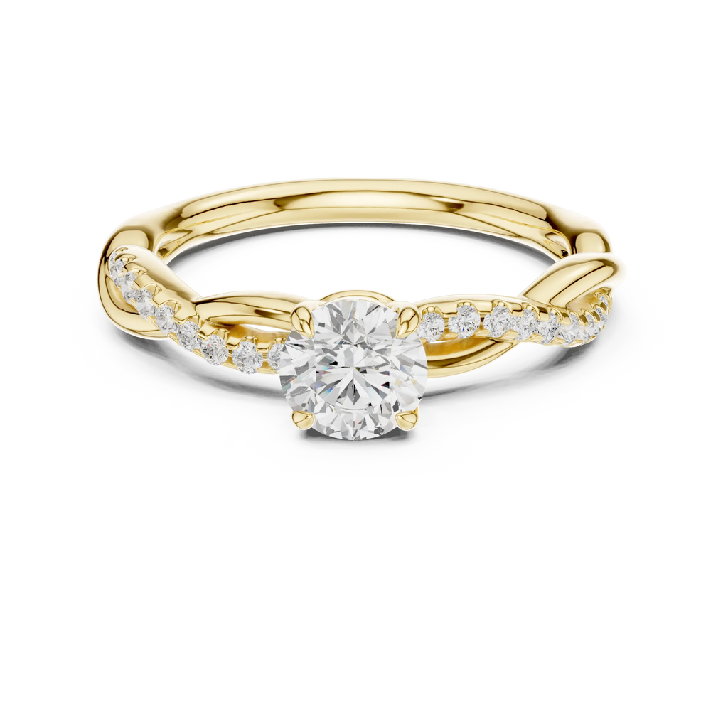 Round Cut Diamond Twisted Infinity Engagement Ring in 10k Rose Gold