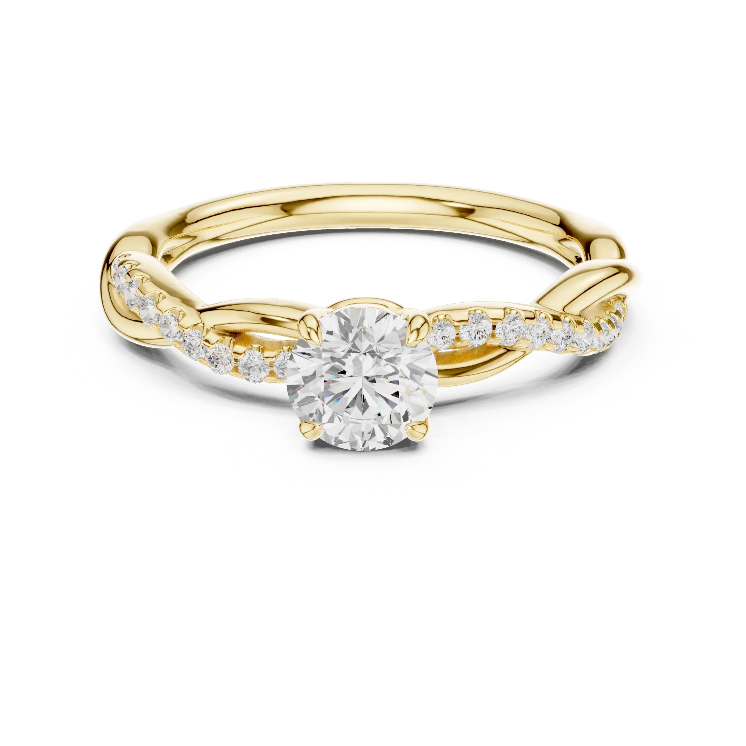 Round Cut Diamond Twisted Infinity Engagement Ring in 10k Rose Gold