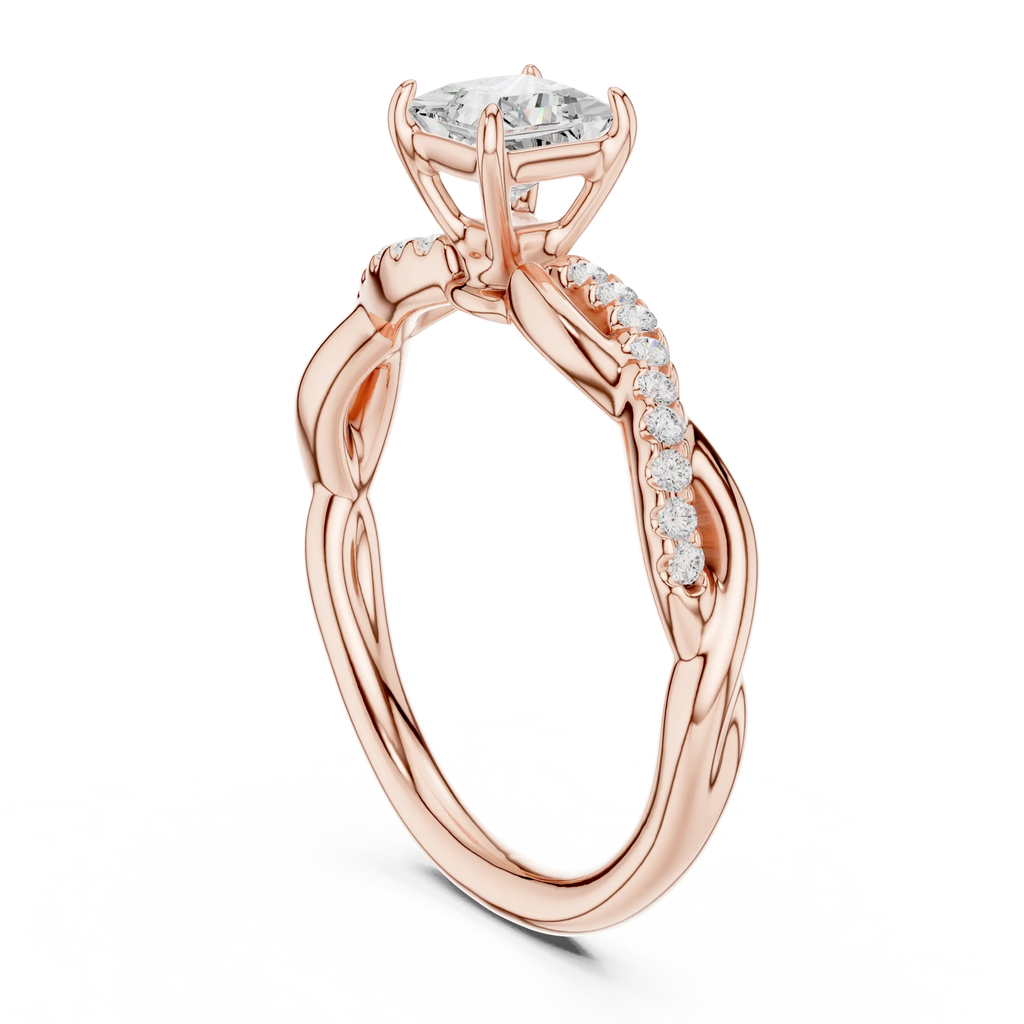 Princess Cut Diamond Twisted Infinity Engagement Ring in 14k White Gold