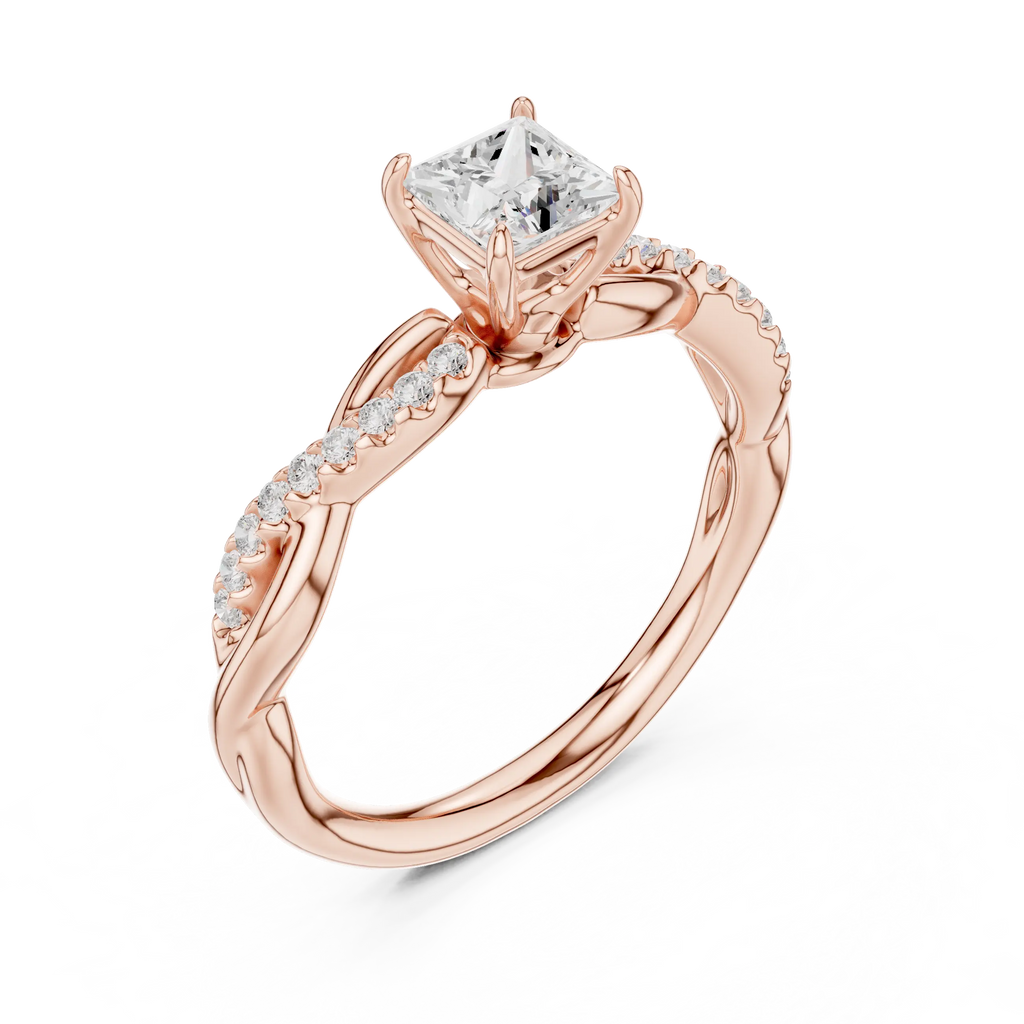 Princess Cut Diamond Twisted Infinity Engagement Ring in 14k White Gold
