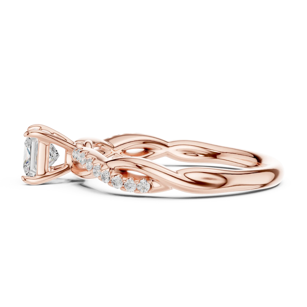 Princess Cut Diamond Twisted Infinity Engagement Ring in 14k White Gold