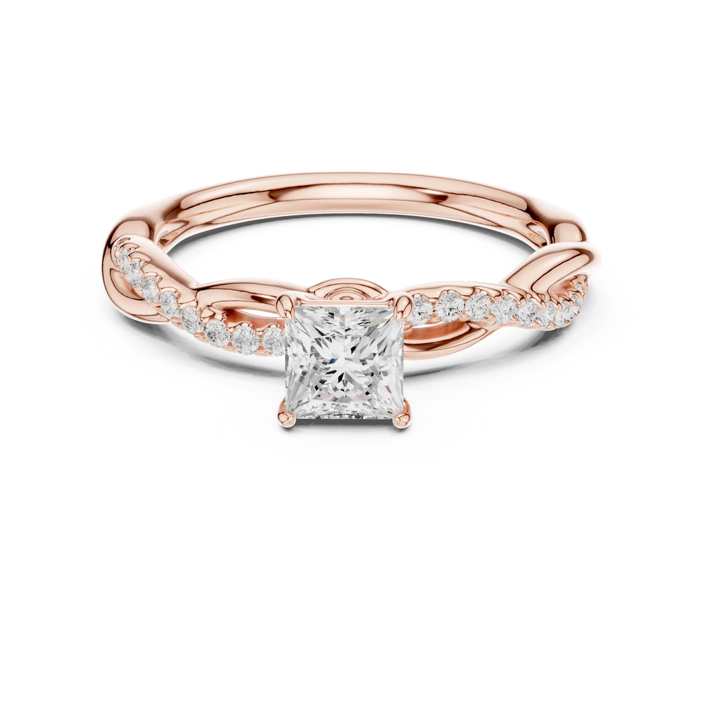 Princess Cut Diamond Twisted Infinity Engagement Ring in 14k White Gold