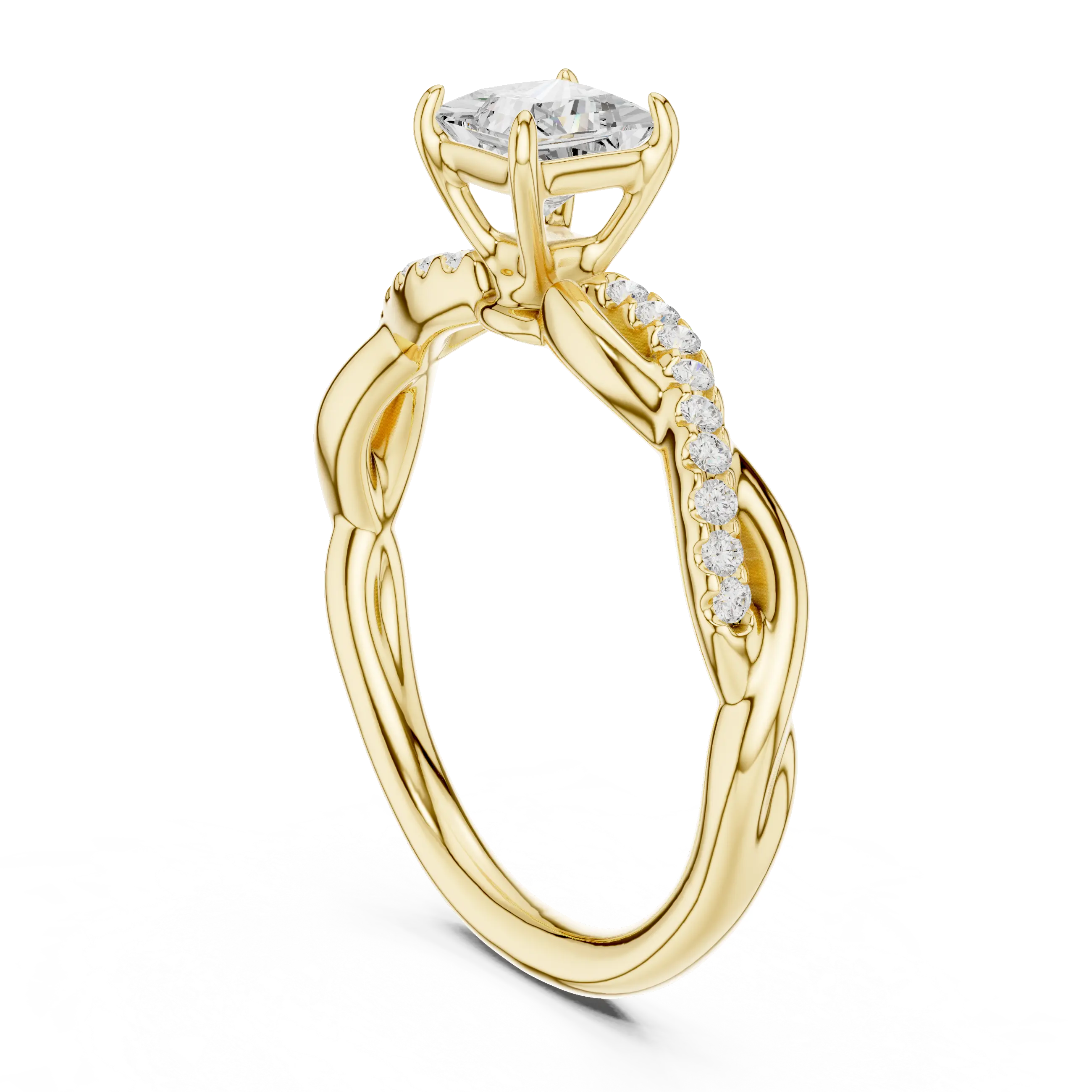 Princess Cut Diamond Twisted Infinity Engagement Ring in 14k White Gold