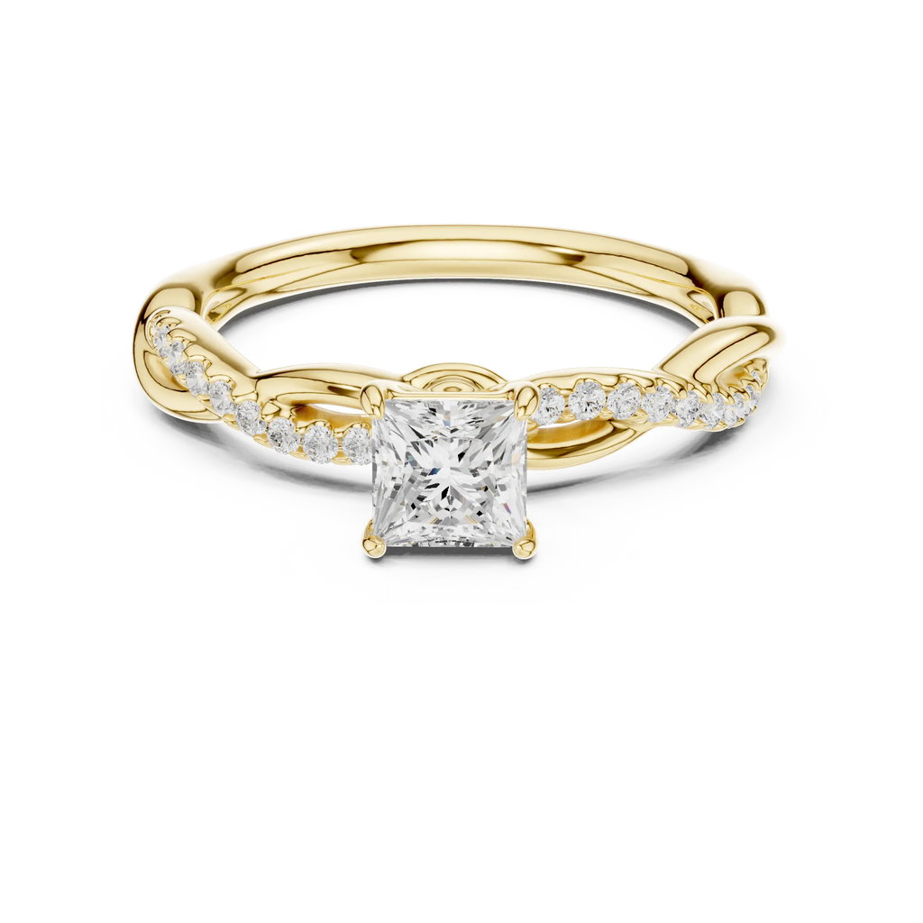 Princess Cut Diamond Twisted Infinity Engagement Ring in 14k White Gold